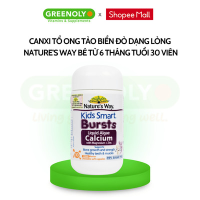 Canxi Tổ Ong Tảo Biển Đỏ Nature's Way Kids Smart Bursts Liquid Giúp Xương Răng Chắc Khỏe Cho Trẻ Từ 6 Tháng Tuổi 30 Viên
