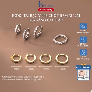  Bông tai bạc Ý S925 khuyên tròn nạm đá cao cấp Khuyên tai bạc unisex cho cả nam nữ  - B2942 