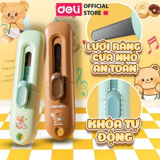 Dao rọc giấy Butterbear x Deli dễ thương- lưỡi thép không gỉ, dao rọc giấy mini bỏ túi tiện lợi