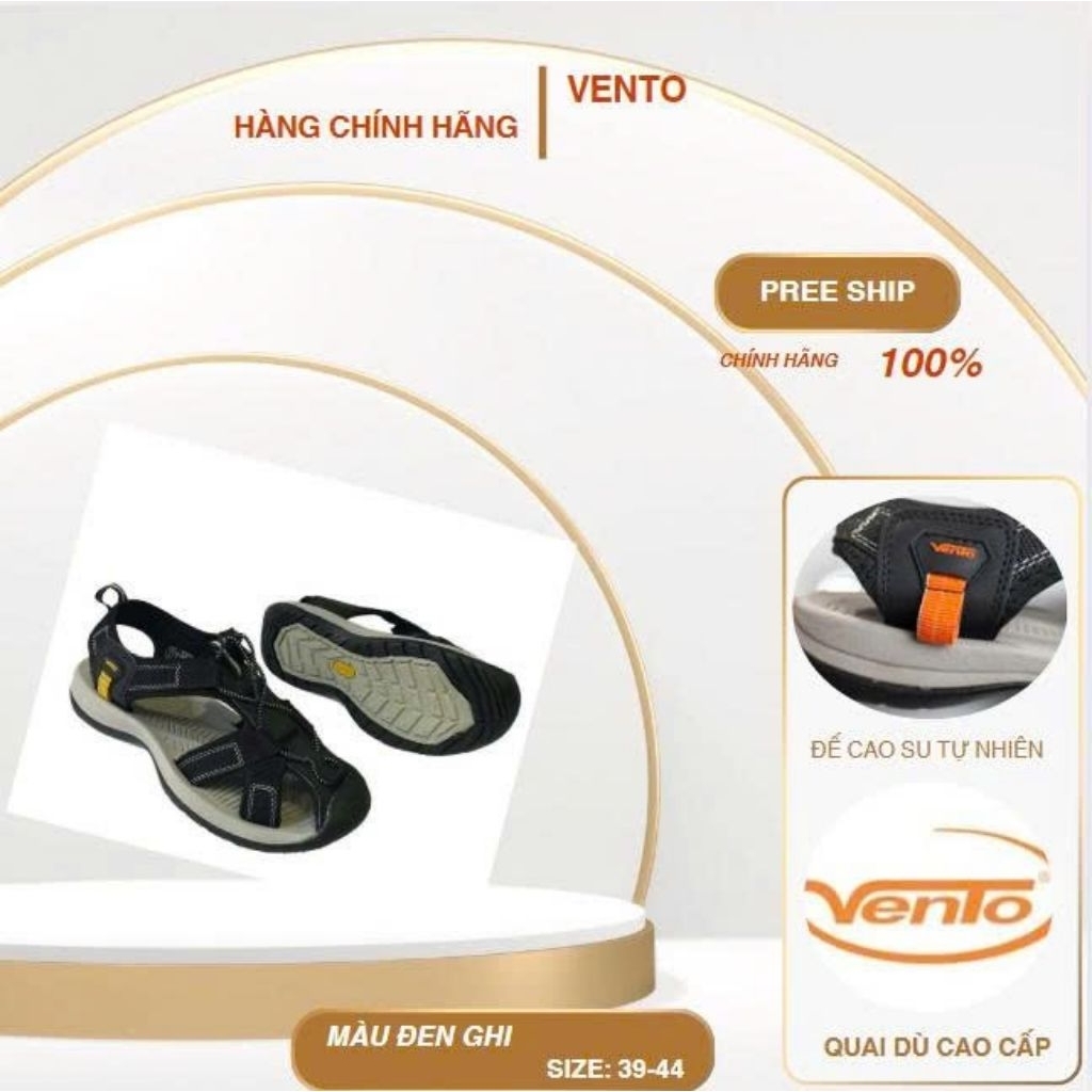 Sandal Vento bít mũi, sandal rọ, hàng Việt Nam chuẩn thương hiệu Vento. Mã NV7606 size 39-44