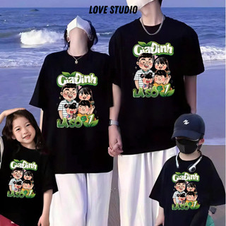 Áo thun gia đình hình Gia đình là số 1 bố mẹ  bé trẻ em unisex form rộng chất cotton đi chơi [A574]