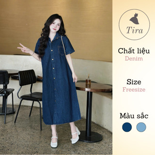 Váy bò TIRA MAMA VB958 Váy bầu công sở xinh Đầm jean nữ váy jean dài thời trang mami đẹp xuân hè