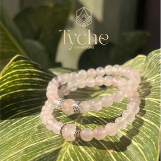 Vòng thạch anh hồng mix charm bạc