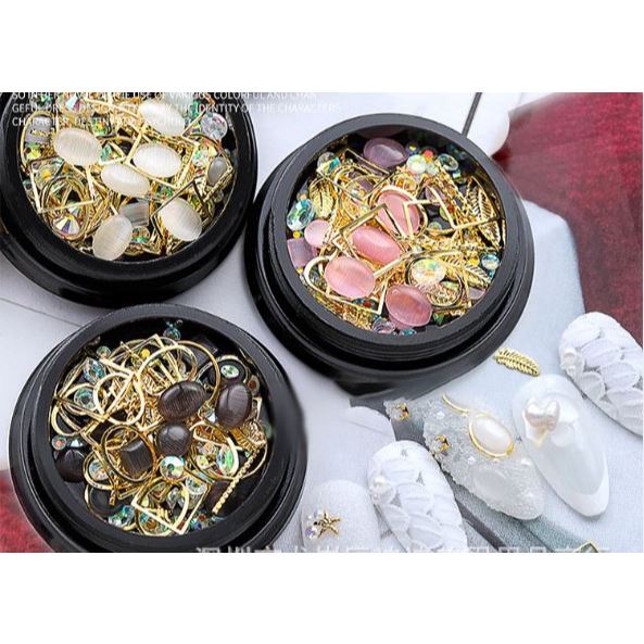 Hũ charm đá mắt mèo, Đá thạch, sỏi trang trí móng