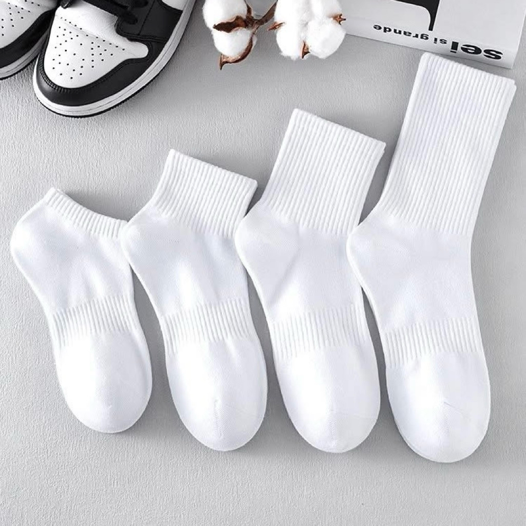 Tất vớ Trơn BASIC Trắng Đen Cổ Cao,Trung,Ngắn,Lười nam nữ cotton, thể thao,co dãn bốn chiều phong cách Hàn Quốc Unis