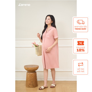 Váy ngủ ngắn tay Anny Dress dáng suông chất liệu cotton cao cấp phối cổ thiết kế BY L'AMME