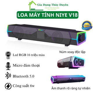  Loa Máy Tính Bluetooth LED RGB Niye V18 Tích Hợp Micro Loa 52mm full Dải Tần Âm Thanh Vòm 360 