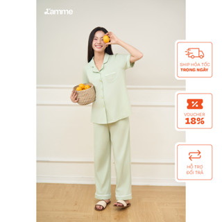 Bộ đồ ngủ mặc nhà Emma áo ngắn phối quần dài chất liệu cotton rayon cao cấp mềm mại, thấm hút mồ hôi BY L'AMME