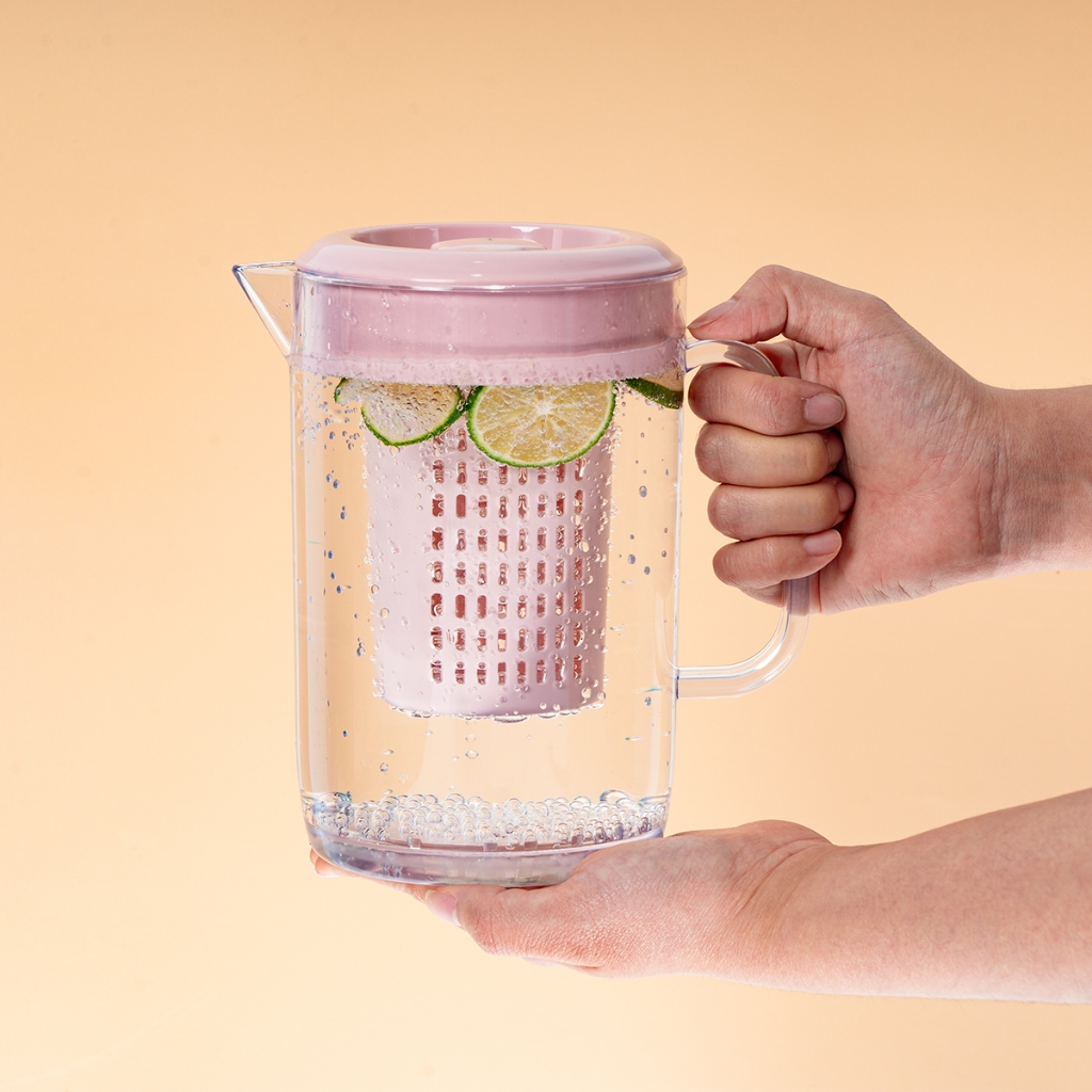 Ca kính có khay lọc dung tích 1500ML, bình đựng nước, đựng trà nhựa Việt Nhật dày dặn cứng cáp SAM H