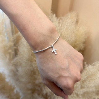 Lắc tay bạc mix charm thánh giá thiết kế Unisex Luxury - MINA JEWELRY Trang Sức Cao Cấp