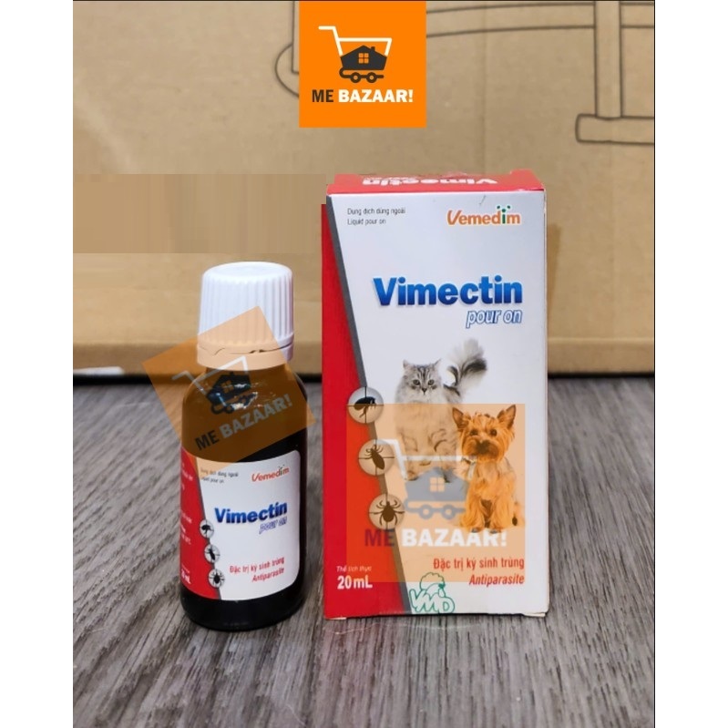Vemedim Vimectin pour on Phòng và Tri Ve, Bọ Chét, Mạt cho Chó Mèo, Chim Cảnh, Gia Cầm