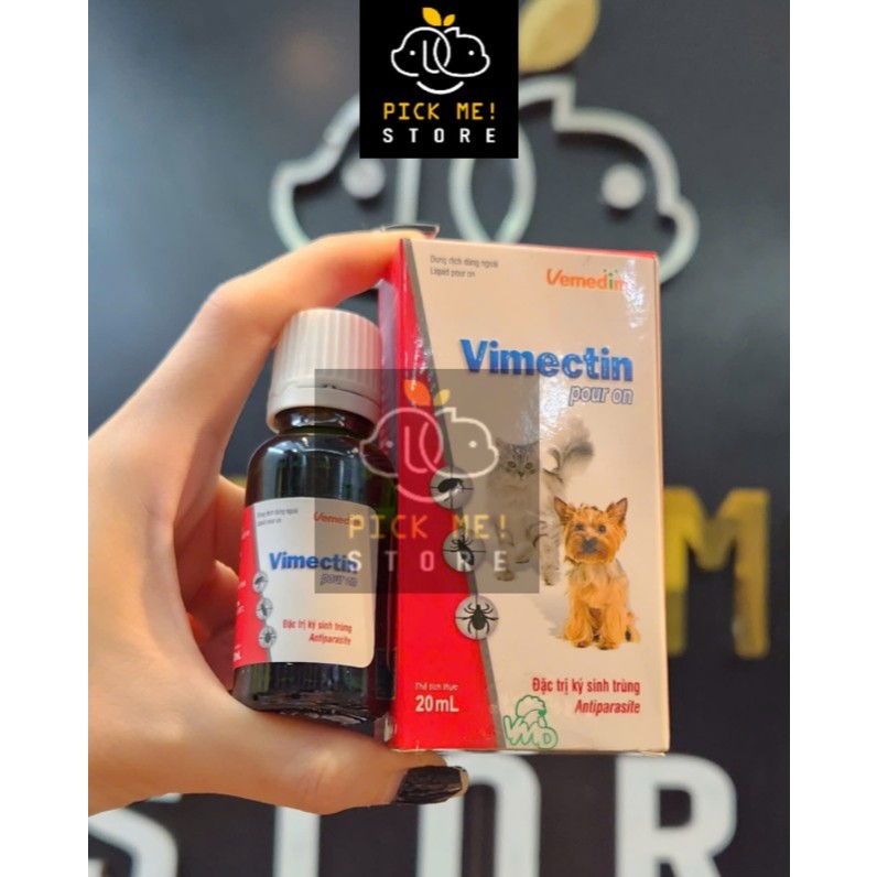 Vemedim Vimectin pour on Phòng và Tri Ve, Bọ Chét, Mạt cho Chó Mèo, Chim Cảnh, Gia Cầm