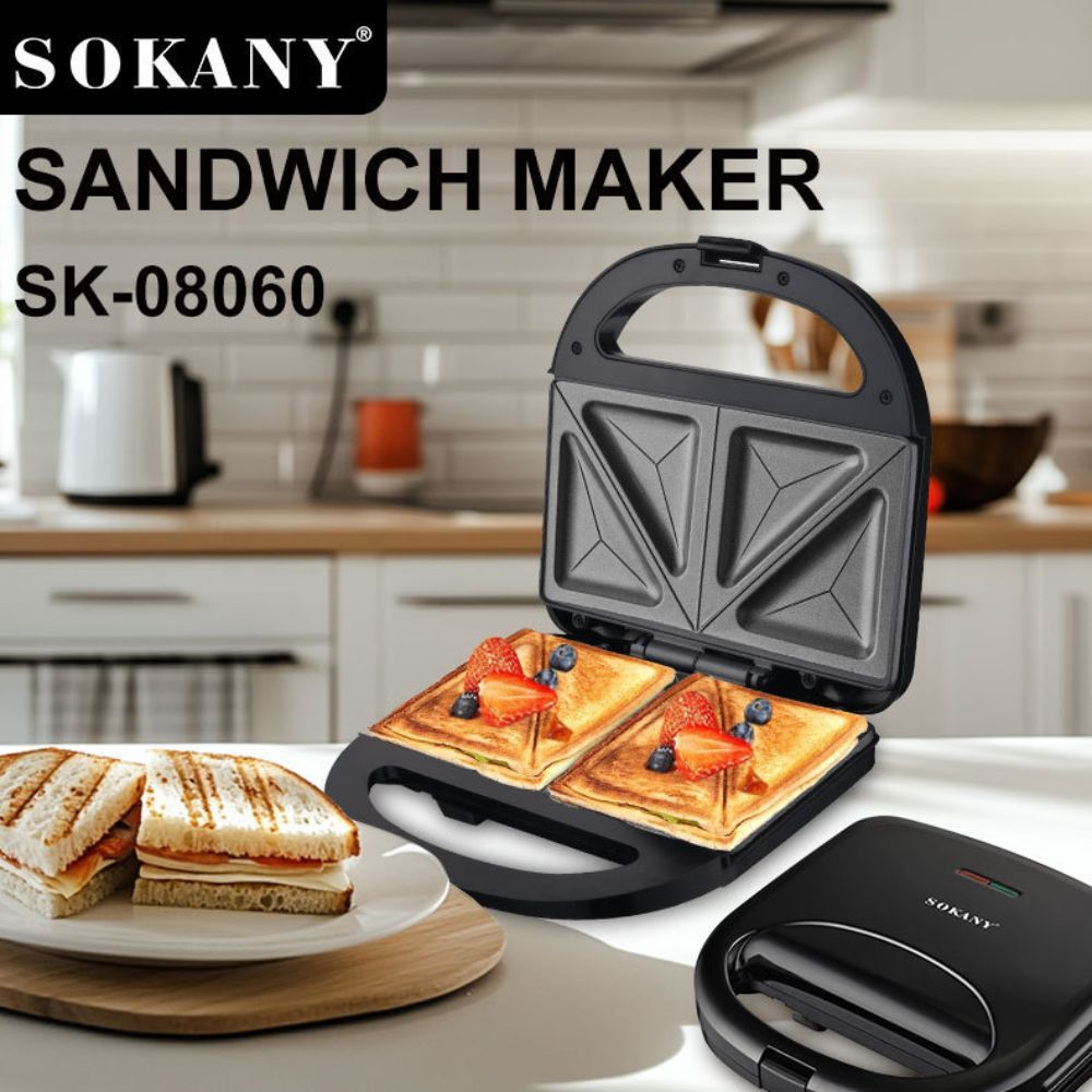 Máy Nướng Bánh SANDWICH SOKANY Với Công Suất 800W, Máy Nướng Bánh Siêu Tốc, Nhỏ Gọn, Tiện Lợi