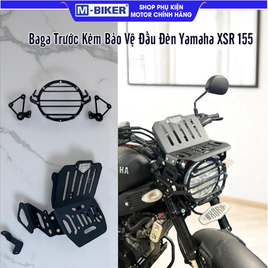 Baga Trước Mẫu Tấm XSR155 MBiker, Baga Đầu Đèn XSR155 Chính Hãng, Baga Tấm Gắn Túi XSR155 Touring