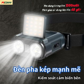 Đèn pin đội đầu  900LM | Siêu sáng, chống nước IPX5 | Pin 1500mAh, 5 chế độ dùng cho cắm trại, đi phượt, sửa xe, mất