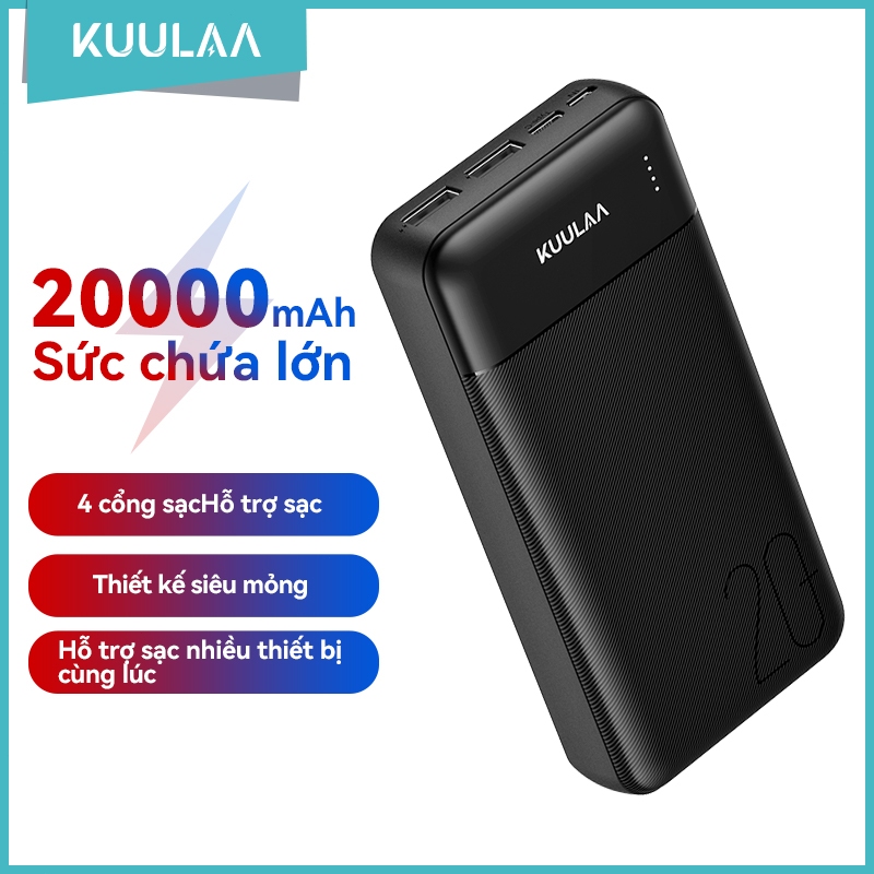 Sạc dự phòng Kuulaa 20000mAh, ngân hàng điện 4 cổng, màn hình LED,tiện lợi,Cho IP 17,Samsung xiaomi Điện Thoại Sạc Nhanh | BigBuy360 - bigbuy360.vn