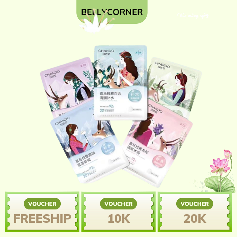 Mặt Nạ Giấy Chando Himalaya Đá Băng Cấp Ẩm Siêu Mỏng, Mask Dưỡng Da Se Khít Lỗ Chân Lông Sáng Da Kiề