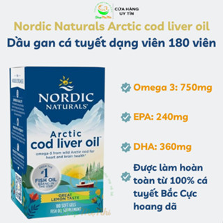 Dầu gan cá tuyết dạng viên Nordic naturals Artic Cod Liver oil 180 viên.