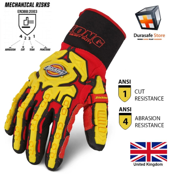 GĂNG TAY MOTOR CƠ KHÍ CHỐNG VA ĐẬP DICKIES GL01HD Heavy Duty Impact Glove Red, Size M-XXL, UK