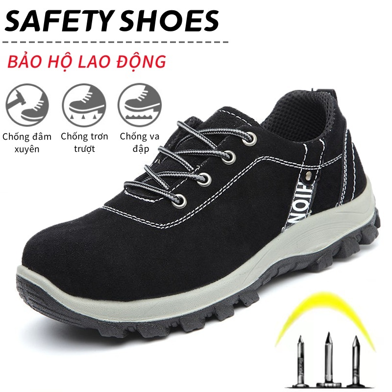 ✨-Giày Bảo Hộ Lao Động Da Lộn Mũi Thép Chống Va Đập/Đế Lót Thép Chống Đinh/Chống Trơn