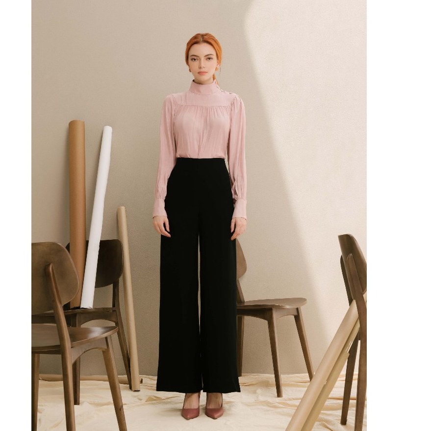 Quần Suông Đen Cạp Liền Tôn Dáng Nữ WHITE ANT Hàng Thiết Kế Cao Cấp 160700011