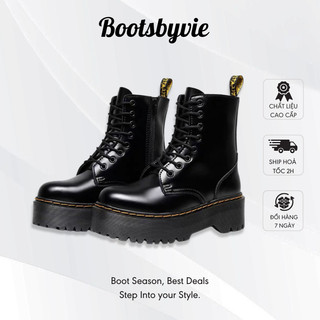  Giày Boot Nữ Martin Đế Cao 5cm - Hàng Cao Cấp Có Khoá Kéo Đế May Chắc Chắn Siêu Hack Dáng 