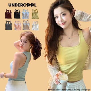 Áo Ba Lỗ Nữ Croptop UNDERCOOL Kèm Mút Đệm Ngực Cố Định, From Ôm, Co Giãn Tốt ,Thoáng Mát, Kiểu Dáng Trẻ Trung ABL39
