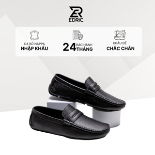 Giày Mọi Nam EDRIC Khâu Thủ Công Bằng Da Bò Hạt Cao Cấp Chính Hãng, Giày Da Lười Nam CT07
