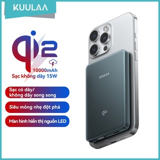  Pin dự phòng không dây từ tính KUULAA Qi2 10000mAh có sạc không dây 15W và sạc nhanh USB-C 20W Tương thích với iP 17-12 
