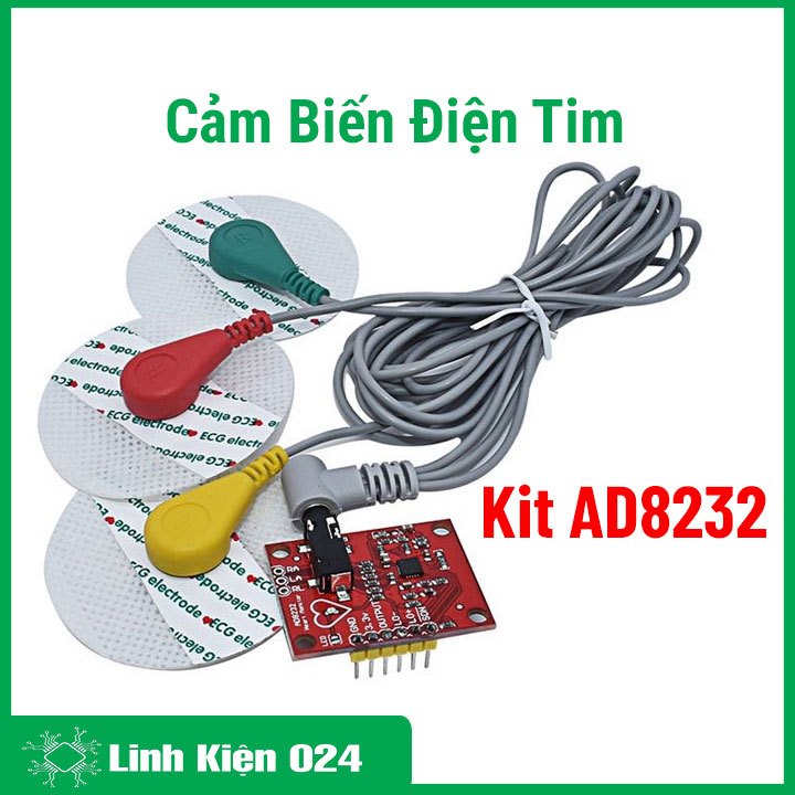Cảm biến điện tim (ECG) Heart Rate Monitor Kit AD8232 Duinofun