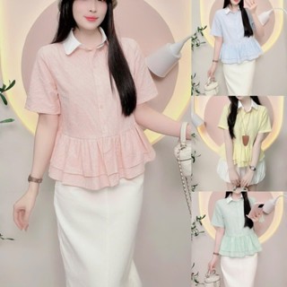  Áo sơ mi kẻ sọc cọc tay nữ dáng babydoll xinh xắn trẻ trung  LAMO- B1415 