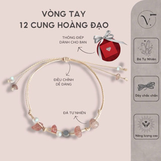 Vòng Tay 12 Cung Hoàng Đạo V.Gems Làm Từ Đá Tự Nhiên Phong Thủy, Dây Rút Mix Đá Năng Lượng Thu Hút May Mắn