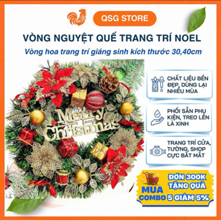  Vòng nguyệt quế Noel giáng sinh size 40cm Vòng hoa trang trí dịp lễ NOEL Treo Cửa Phòng 