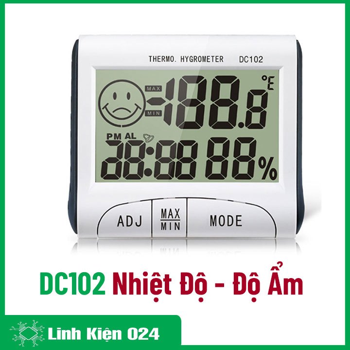 Module đồng hồ hiển thị nhiệt độ độ ẩm DC102 có báo thức