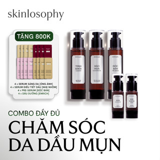 Trọn Bộ SKINLOSOPHY Chăm Sóc Da Dầu Mụn Tối Giản: Bão Hòa, Tinh Khôi, Non, Độc Bản, Nhẹ Nhõm