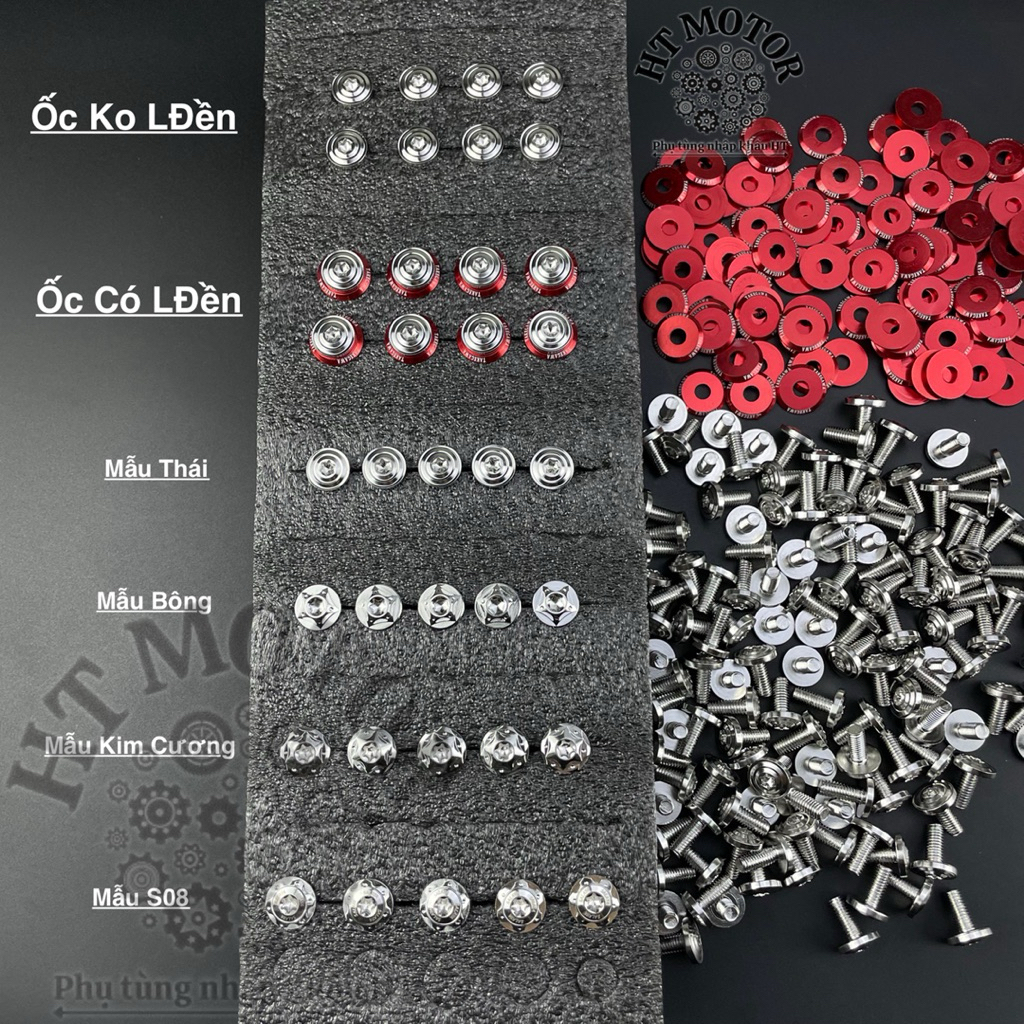 ( GIÁ 1 CON) ỐC DÙ SALAYA 6li10 ,6li15 , 6li20 LẮP,ỐP PÔ, DÀN ÁO INOX 304