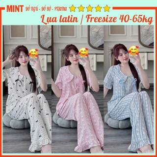 Đồ bộ nữ, đồ ngủ lụa latin loại 1 cao cấp CD23, Pijama Freesize 40-65kg