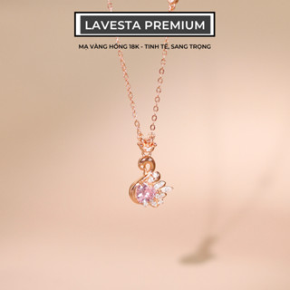 Dây chuyền bạc nữ mạ vàng hồng 18K cao cấp LAVESTA LAV142 Fiona thiết kế mặt thiên nga sang trọng, kiêu hãnh