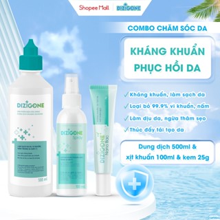 [COMBO] Dung dịch kháng khuẩn DIZIGONE 500ml & Xịt kháng khuẩn DIZIGONE 100ml & Kem DIZIGONE Nano Bạc 25g