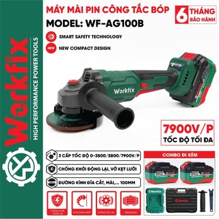   2026  Máy Cắt Mài Cầm Tay WORKFIX WF-AG100B 3 Mức Tốc Độ 15cell - Chống Sốc Đá - Không Chổi Than 