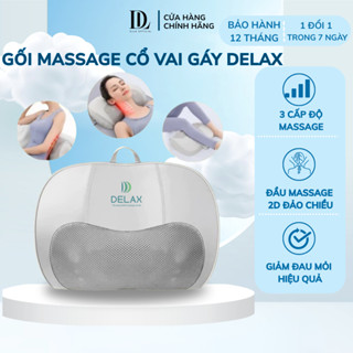 Gối massage cổ vai gáy DELAX massage đầu 3D hồng ngoại đảo chiều giúp giảm đau mỏi hiệu quả GMC01