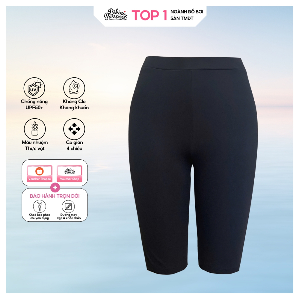  Quần bơi lẻ Nữ BIKINI PASSPORT kiểu Quần bơi lửng ngang gối - Đen - BS312_BL 