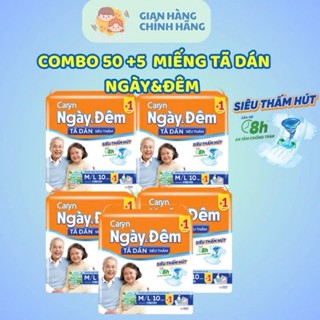 [COMBO 50+5=55 MIẾNG GIÁ RẺ] Tã/Bỉm Dán người lớn siêu thấm Caryn Ngày và Đêm - Chính Hãng