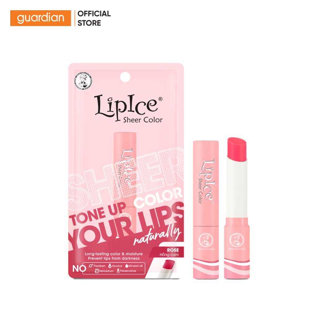 Son Dưỡng Có Màu Lipice Sheer Color Rose Hồng Cam 2,4Gr