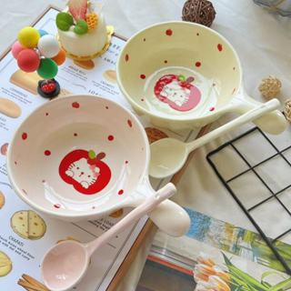  Bộ chén sứ đĩa tô  thố  bộ dụng cụ sử dụng gia đình họa tiết Táo Kitty 2 màu - Gốm sứ SH 