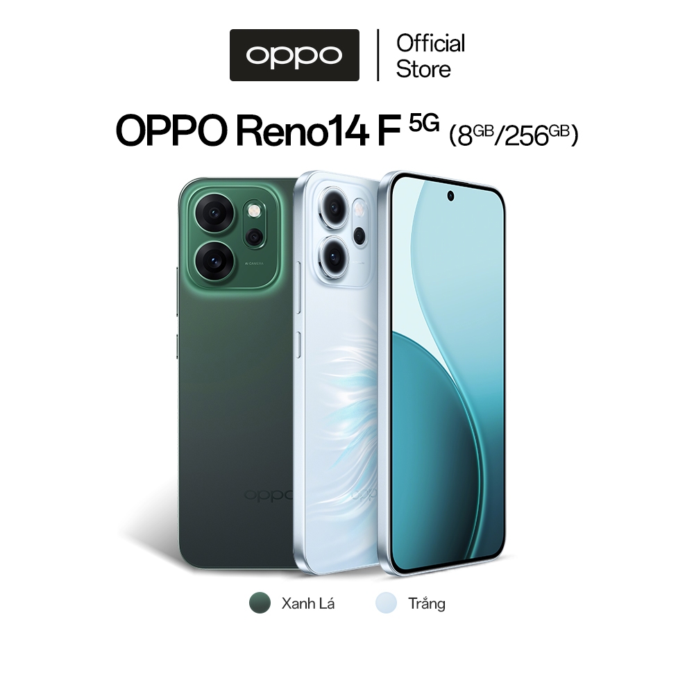 Điện thoại OPPO Reno14F 5G 8GB/256GB có NFC, nhân bản ứng dụng, AI Camera, Chụp dưới nước | BigBuy360 - bigbuy360.vn