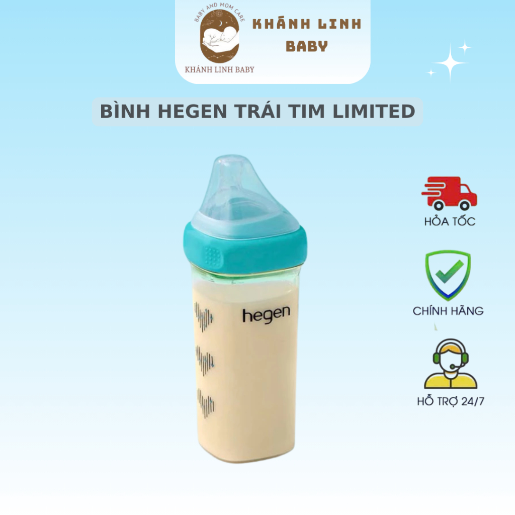 [Tặng nắp trữ hegen Trắng]  Hegen trái Tim Robin's Egg blue Limited 330ml