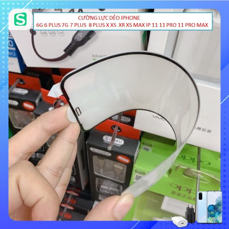 Cường lực dẻo xịn full màn hình chống sứt mẻ viền cho ip 6g 6 plus 7g 7 plus x xs  xr xs max ip 11 1