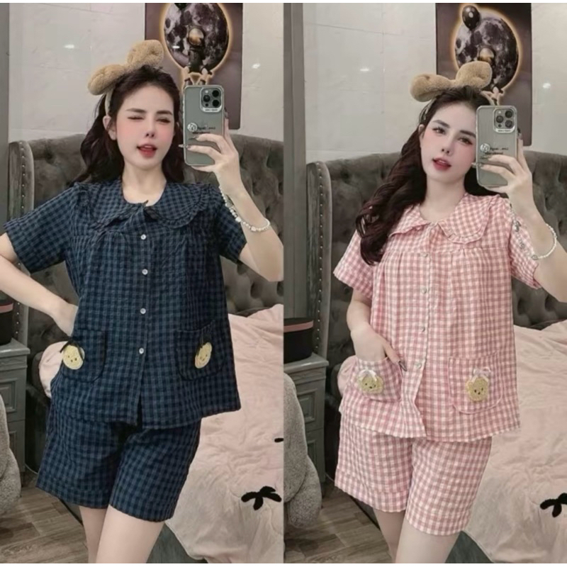 Set Bộ Ngủ Nữ Kẻ Đùi VA16