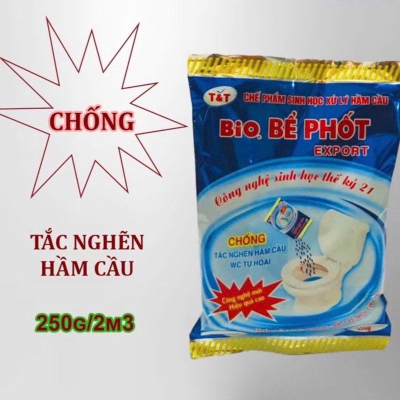BiO Bể Phốt Vi Sinh Vật Xử Lý Hầm Cầu Vệ Sinh 250g-Chống Tắc Ngẽn và Khử Mùi Hôi